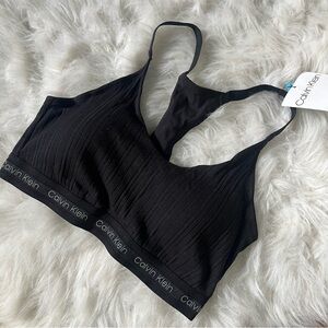 NWT Calvin Klein Black Lightly Lined Bralette Sports Bra